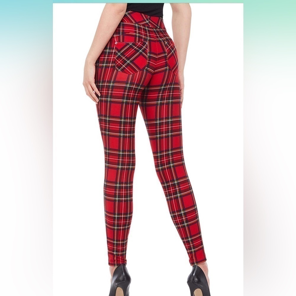 Nygard Slims Jeggings Red Stewart Tartan Plaid Ankle Length Leggings